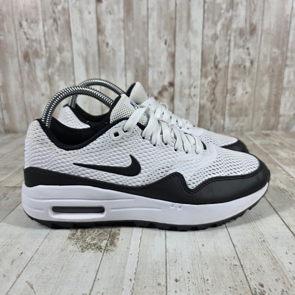 Nike Air Max 1 G‎ Golf Shoes White Black Womens 7.5 CI7736-100 Low Top Sneakers